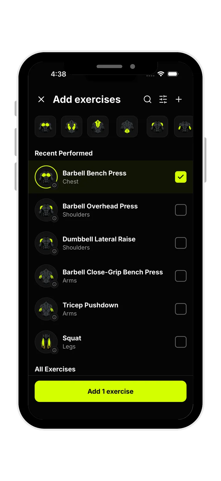 Exercise library and routine builder