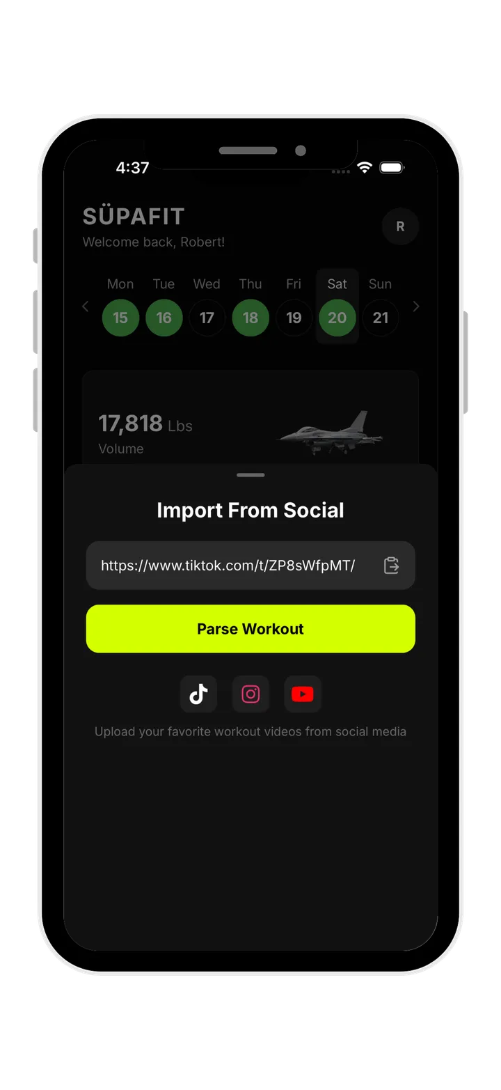 Importing a workout from a social link