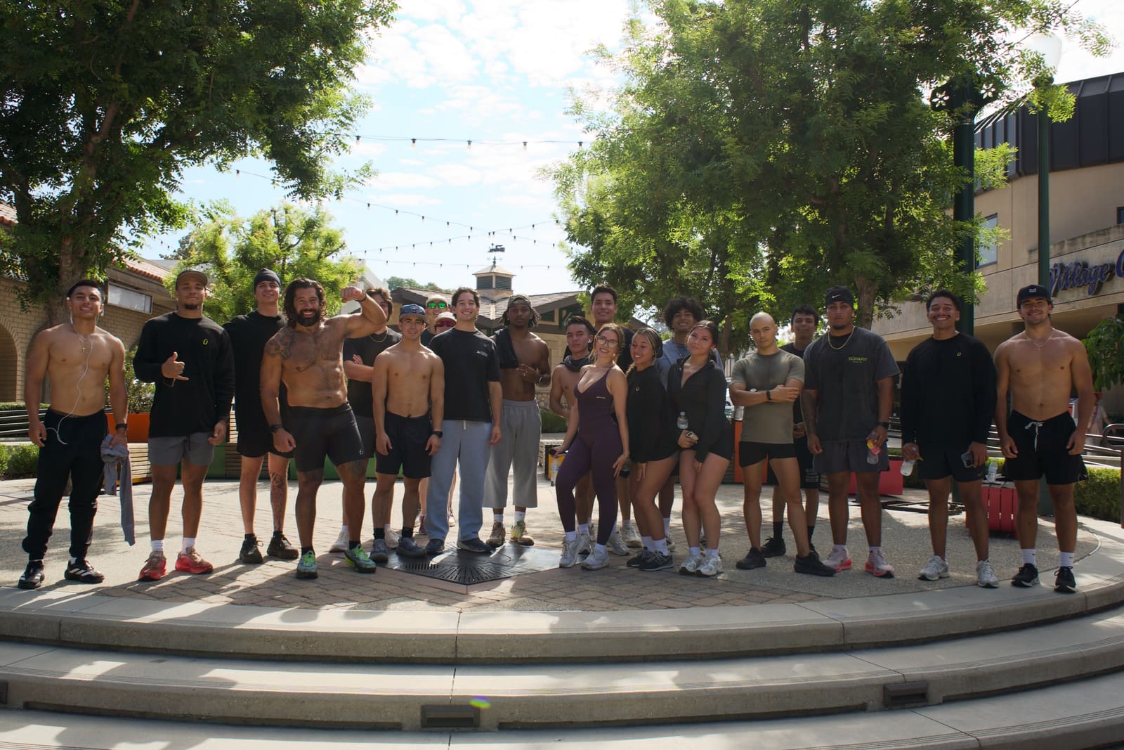 The first SÜPAFIT Run Club crew lined up for a group shot in Glendora